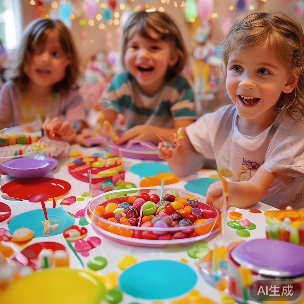 除此之外，派对还设有糖果主题的互动游戏，例如“糖果